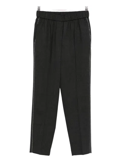 Peserico Side-stripe Elasticated-waistband Trousers In Black