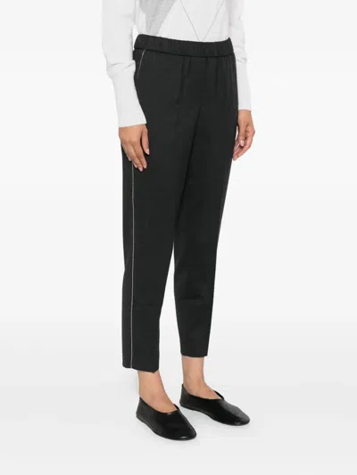 Peserico Side-stripe Elasticated-waistband Trousers In Black
