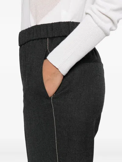 Peserico Side-stripe Elasticated-waistband Trousers In Black