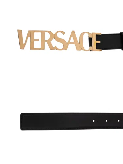 Versace Leather Belt In Black