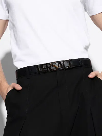 Versace Leather Belt In Black
