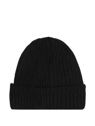 C.p. Company Goggle-lens Ribbed Beanie Hat In Black