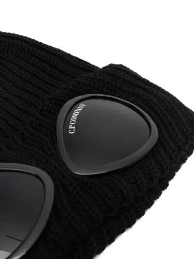 C.p. Company Goggle-lens Ribbed Beanie Hat In Black