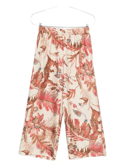 Weekend Max Mara Floral-print Silk Trousers In Multi