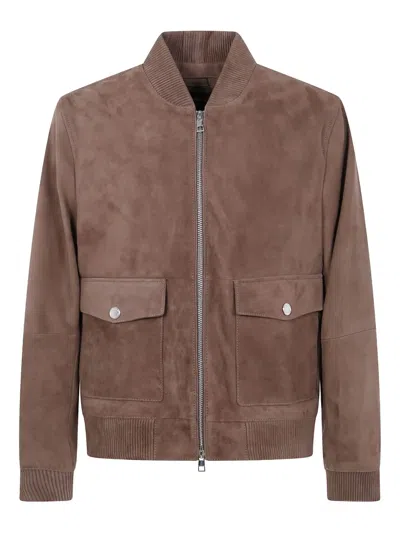 Michael Kors Bomber Jacket In Suede In Brown