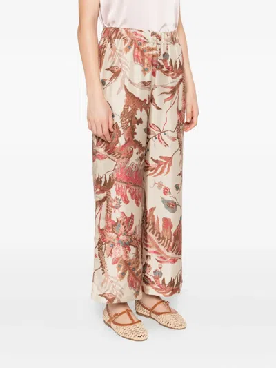 Weekend Max Mara Floral-print Silk Trousers In Multi