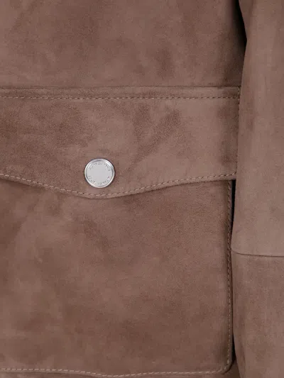 Michael Kors Bomber Jacket In Suede In Brown