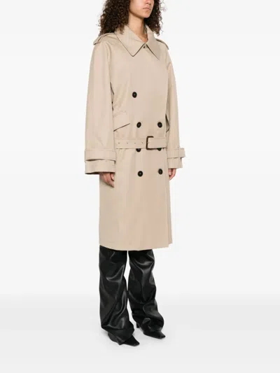 Attico Double-breasted Trench Coat In Brown