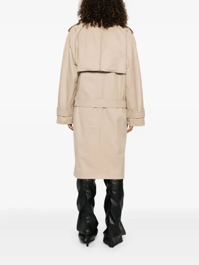 Attico Double-breasted Trench Coat In Brown