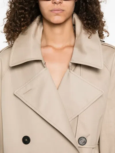 Attico Double-breasted Trench Coat In Brown