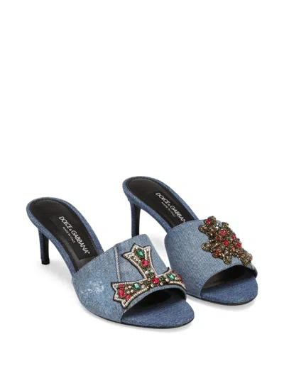 Dolce & Gabbana 60mm Embroidered Denim Mules