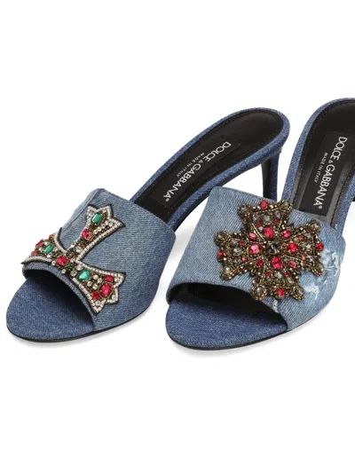 Dolce & Gabbana 60mm Embroidered Denim Mules