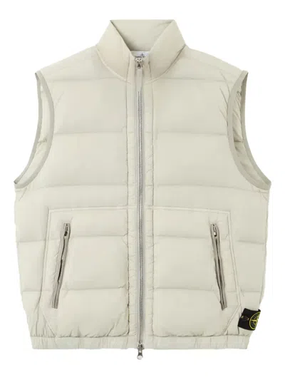 Stone Island Down Vest With Seamless Feather Tunnels And Anti-drop In Neutral
