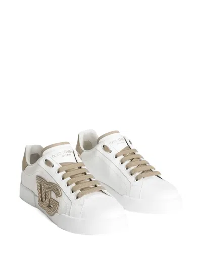 Dolce & Gabbana Portofino Logo-embellished Low-top Sneakers In White
