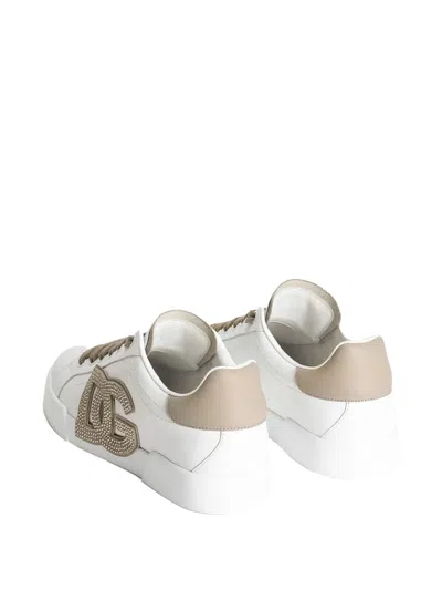 Dolce & Gabbana Portofino Logo-embellished Low-top Sneakers In White