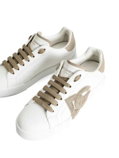 Dolce & Gabbana Portofino Logo-embellished Low-top Sneakers In White