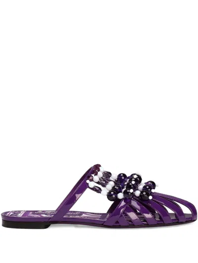 Dolce & Gabbana Rhinestone-embellished Sandals In Purple