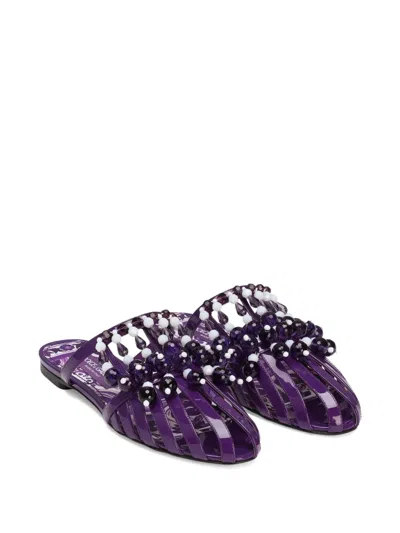 Dolce & Gabbana Rhinestone-embellished Sandals In Purple