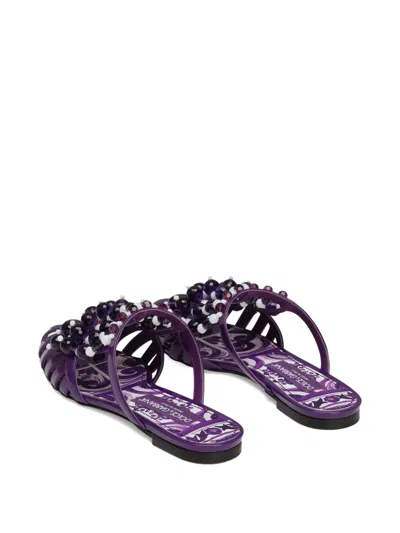 Dolce & Gabbana Rhinestone-embellished Sandals In Purple