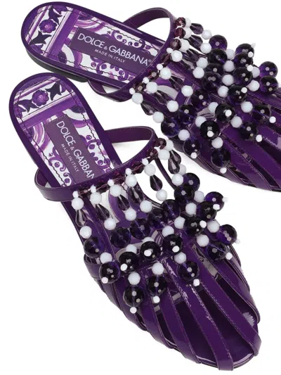 Dolce & Gabbana Rhinestone-embellished Sandals In Purple