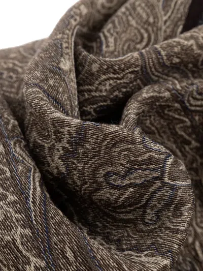 Etro Paisley-pattern Fringed Scarf In Brown
