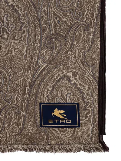 Etro Paisley-pattern Fringed Scarf In Brown