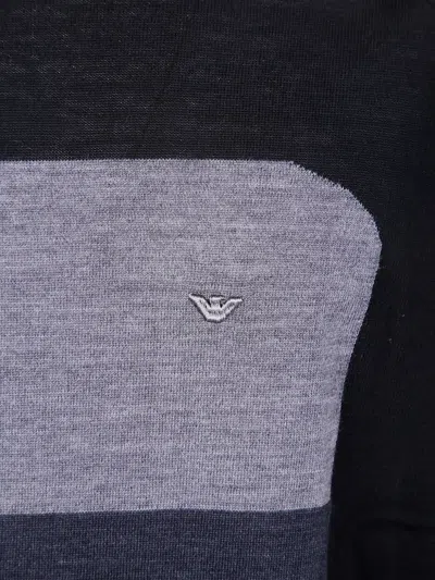 Emporio Armani Block-panel Wool Sweater In Blue