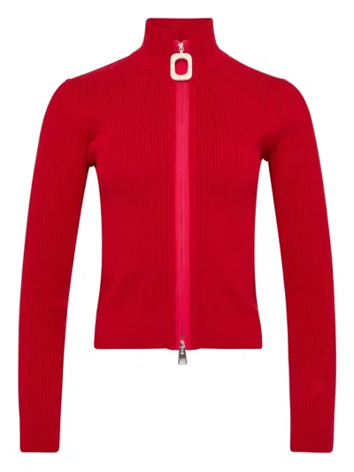 Jw Anderson Crimson Red Cotton Blend Turtleneck Sweater In Red