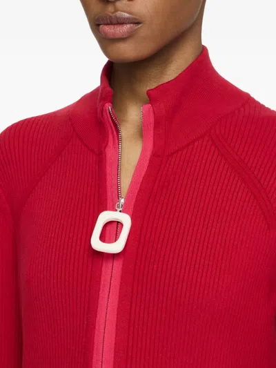 Jw Anderson Crimson Red Cotton Blend Turtleneck Sweater In Red