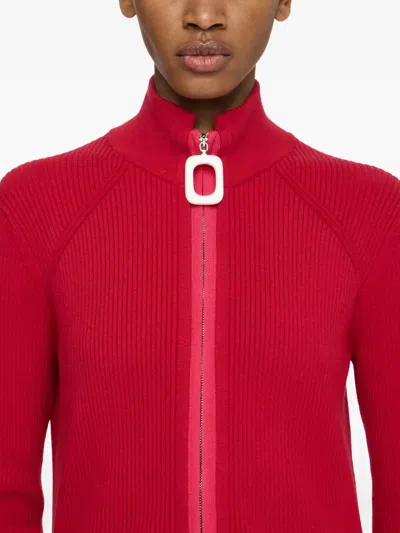 Jw Anderson Crimson Red Cotton Blend Turtleneck Sweater In Red