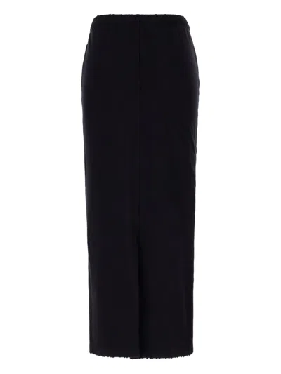 We11 Done Cotton Midi Skirt Elastic Waistband In Black