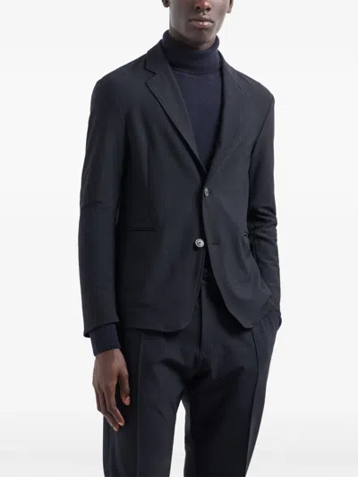Emporio Armani 3d-patterned Single-breasted Blazer In Blue