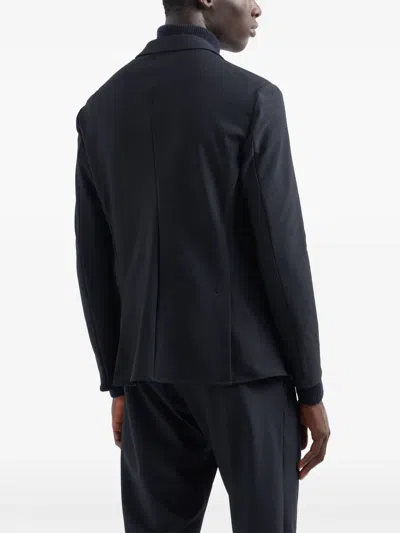 Emporio Armani 3d-patterned Single-breasted Blazer In Blue