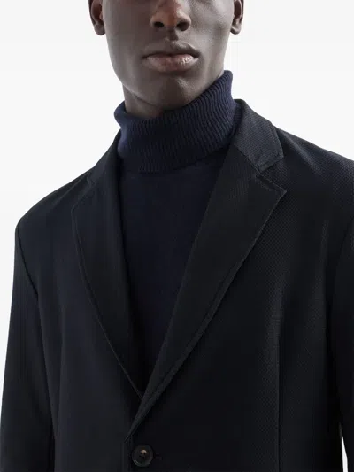 Emporio Armani 3d-patterned Single-breasted Blazer In Blue