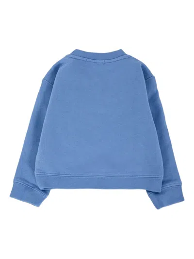 Palm Angels Teddy-print Crew-neck Sweatshirt In Blue
