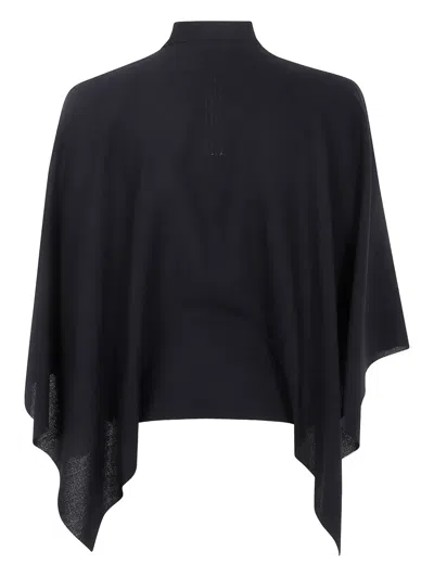 Rick Owens Tie-front Cape Top In Blue