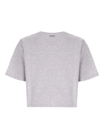 Michael Michael Kors Logo-embossed Cropped T-shirt In Gray