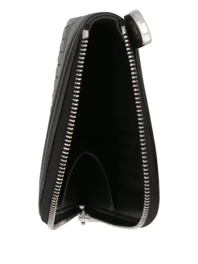 Rick Owens Quilted Calf Leather Wallet With Removable Strap In Black