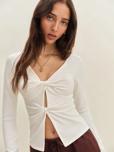 Reformation Silas Knit Top In White