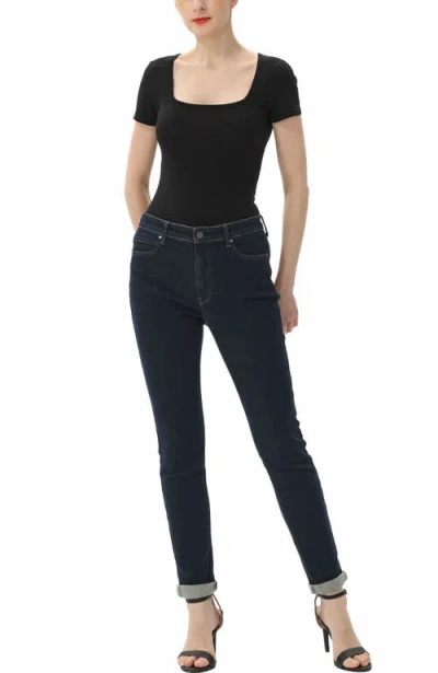 Kimi & Kai Square Neck Basic Bodysuit In Black