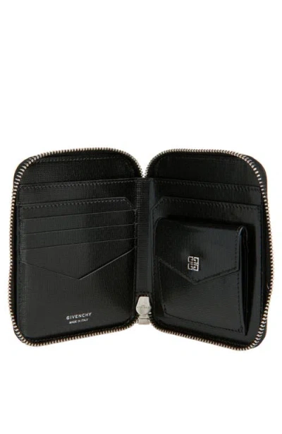 Givenchy Slim Textured Compact Wallets In Black