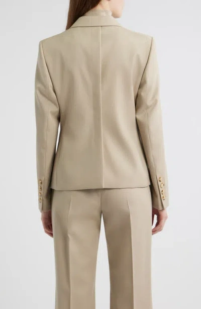 Hugo Boss Boss Jiamia Double Breasted Virgin Wool Blazer In Neutral