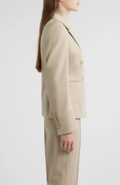 Hugo Boss Boss Jiamia Double Breasted Virgin Wool Blazer In Neutral