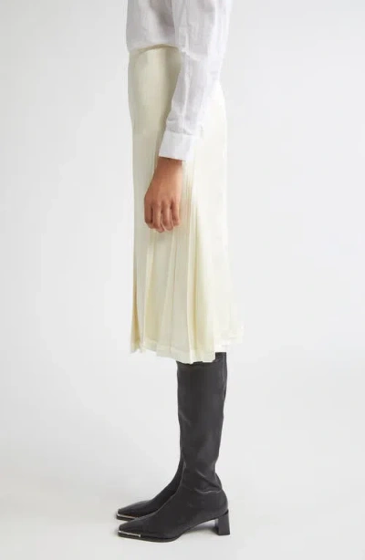 Jil Sander Envers Pleat Detail Raw Hem Satin Skirt In Neutral