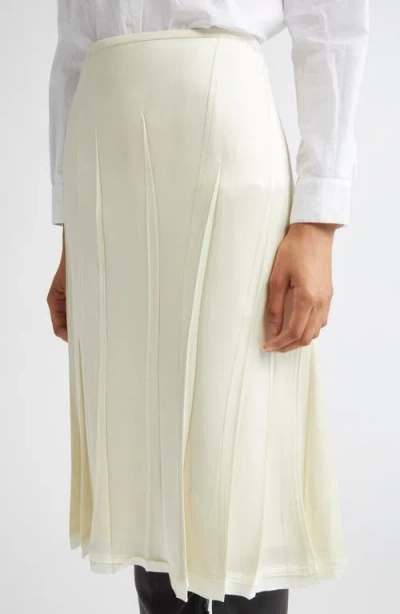 Jil Sander Envers Pleat Detail Raw Hem Satin Skirt In Neutral
