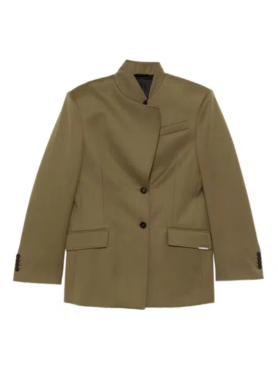 Attico Green Jacket With Asymmetric Closure On The Front In Green