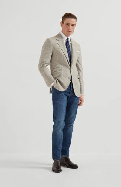Brunello Cucinelli Light Blue Straight Leg Denim Jeans With Rolled Hem In Black