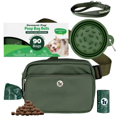 Puppington Walk Star Kit 3-in-1 Dog Walk Bag, Bowl, & Leash Plus Matching 90 Refill Dog Poop Bags