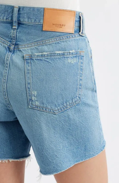 Moussy Vintage Harbeson High Waist Cutoff Denim Shorts In Blue