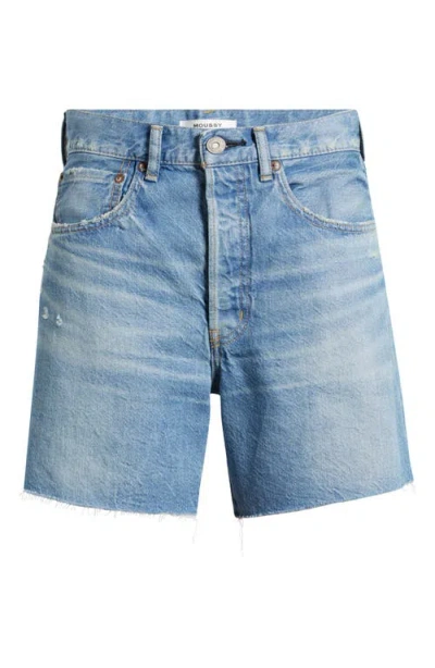 Moussy Vintage Harbeson High Waist Cutoff Denim Shorts In Blue